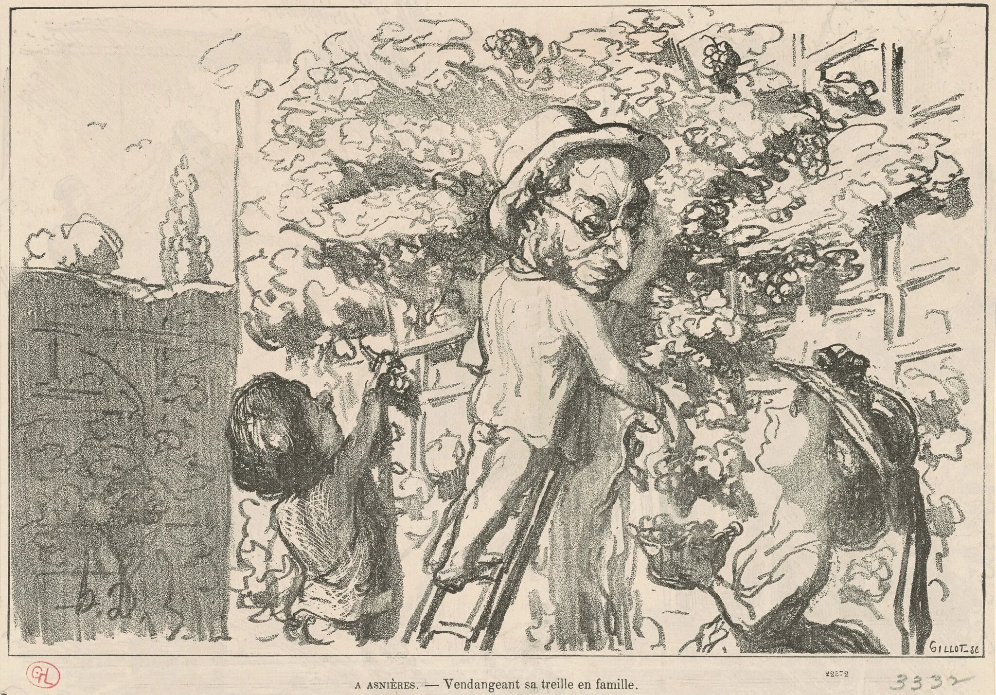 A asnières, by Honoré Daumier, ink, 1864