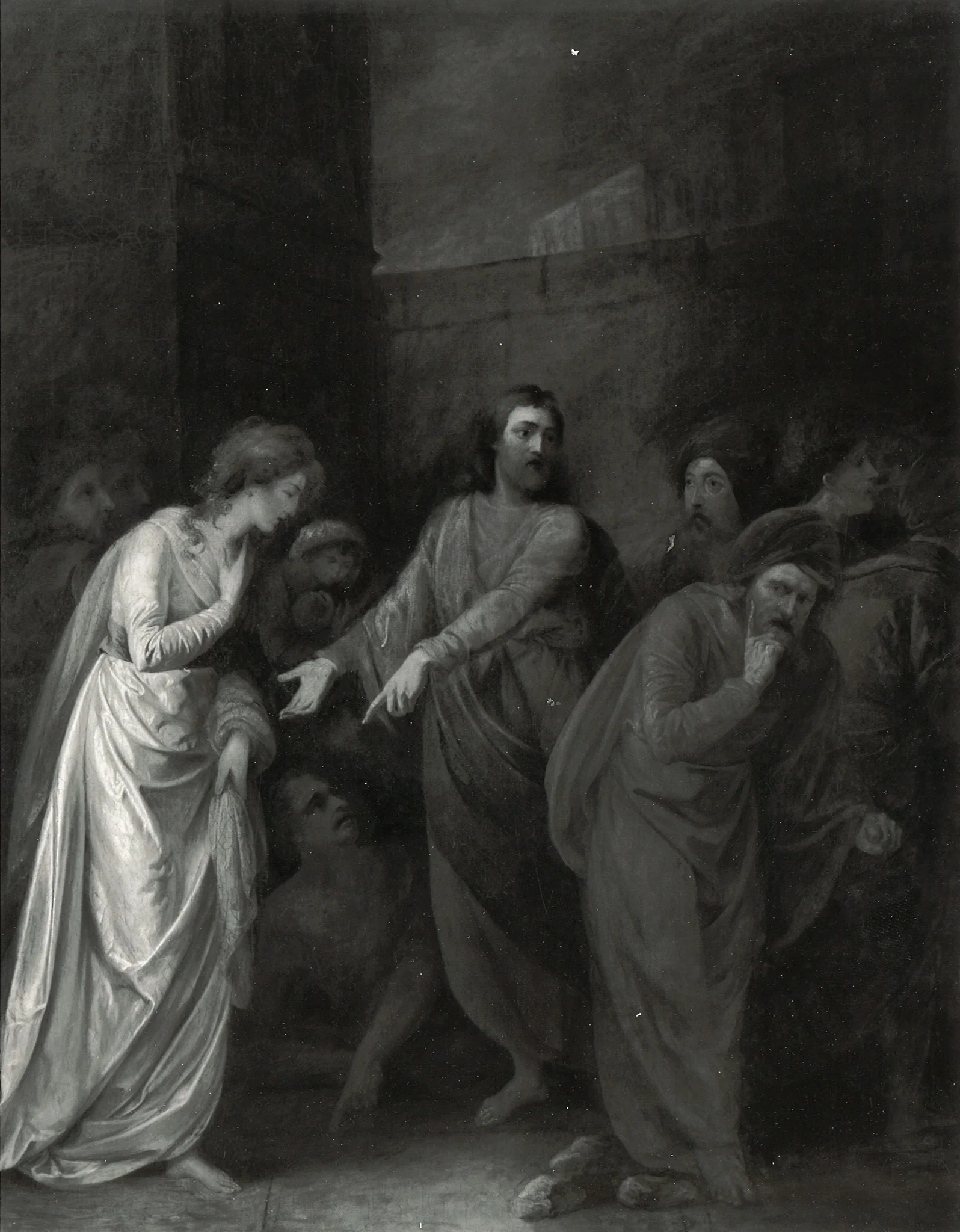 The Woman Accused of Adultery, by William Artaud, oil, 1796
