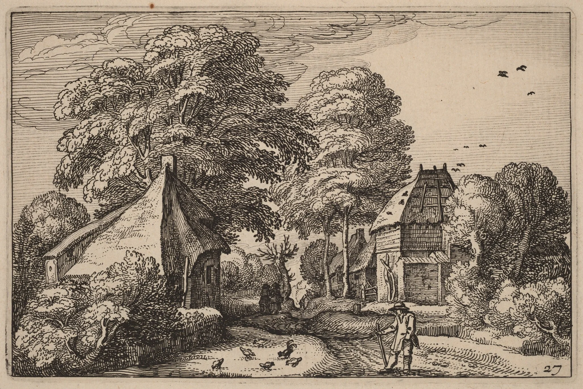 Road with Barn and Cottages, by Claes Jansz Visscher, ink, 1612