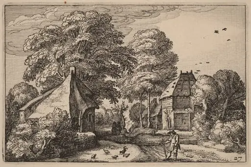 Road with Barn and Cottages