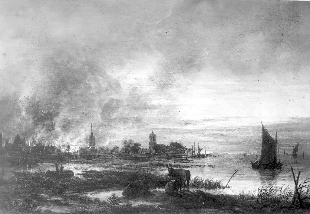 Fire in a town