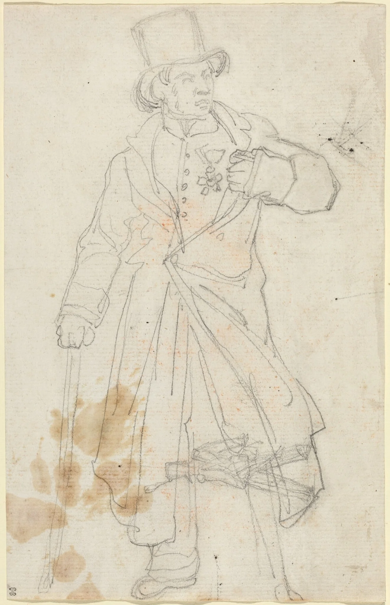 Study for "Swiss Sentry at the Louvre", by Théodore Géricault, graphite, 1819