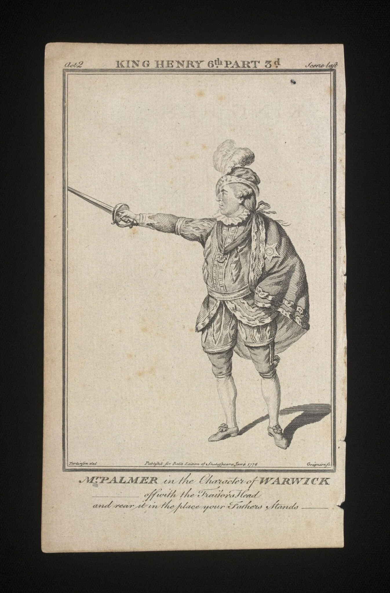 John Palmer Junior as the Earl of Warwick