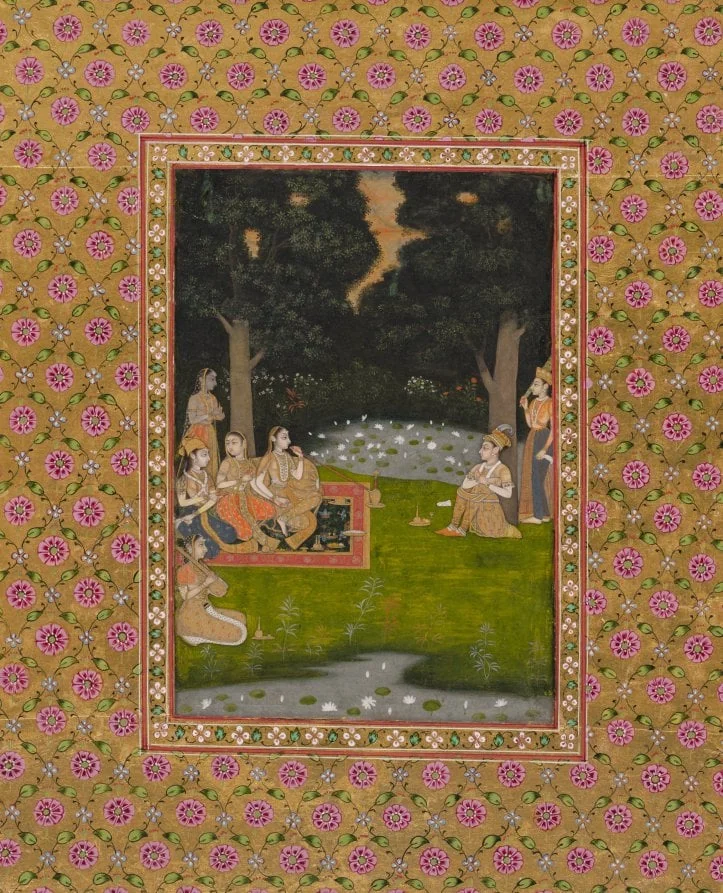 Princely ascetic in the forest visited by ladies, by Unknown, unspecified, 1760