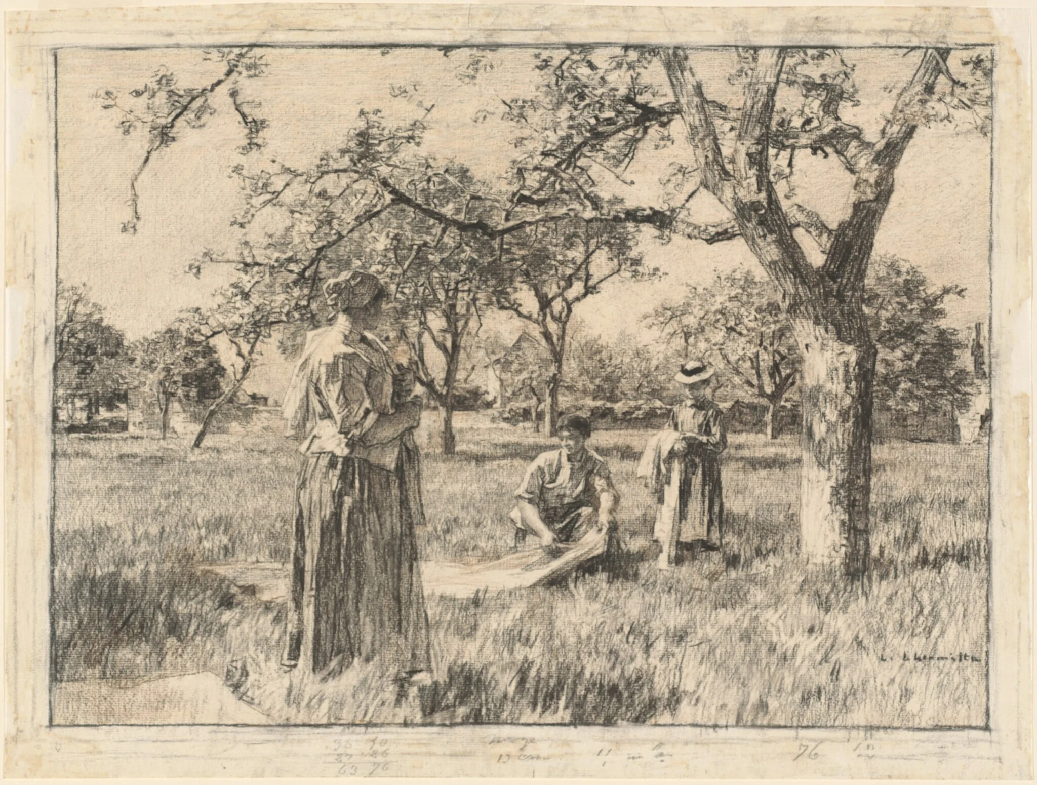 Washerwomen Setting the Linens Out to Dry, by Léon Augustin Lhermitte, pastel, 1884