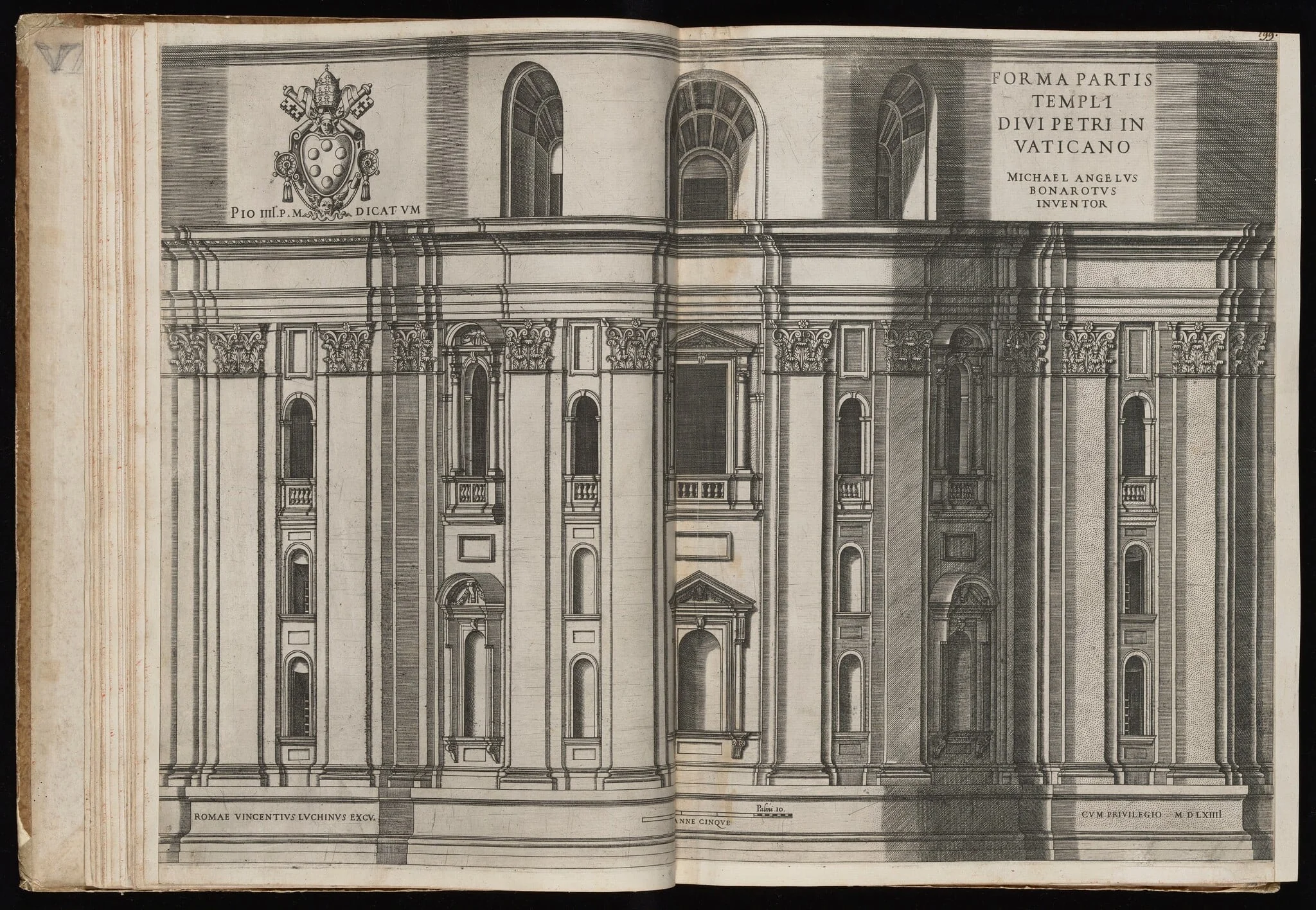 Forma Partis Templi Divi Petri [Exterior Section of Saint Peter's Basilica], by Italian 16th Century, ink, 1564