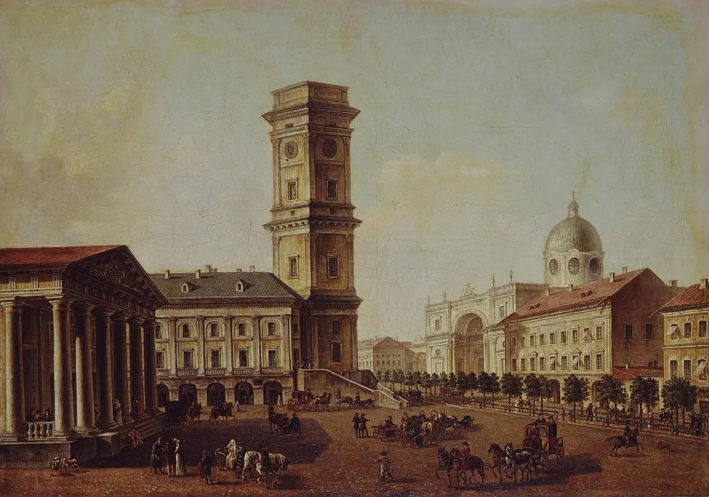 The View of Nevsky Prospect near the City Duma in St Petersburg