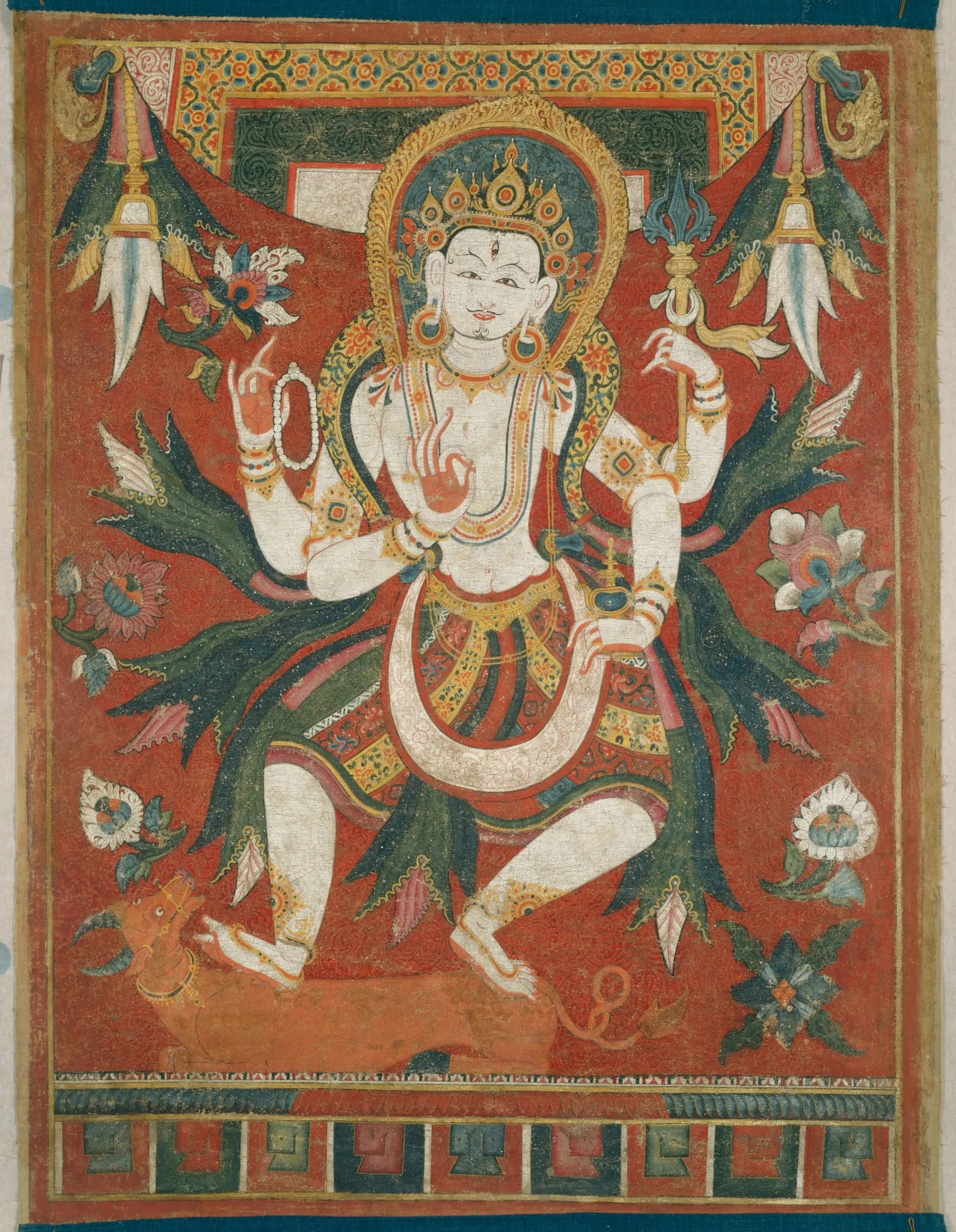 Double-Sided Painted Banner (Paubha) with God Shiva, by Unknown, gold, 1600