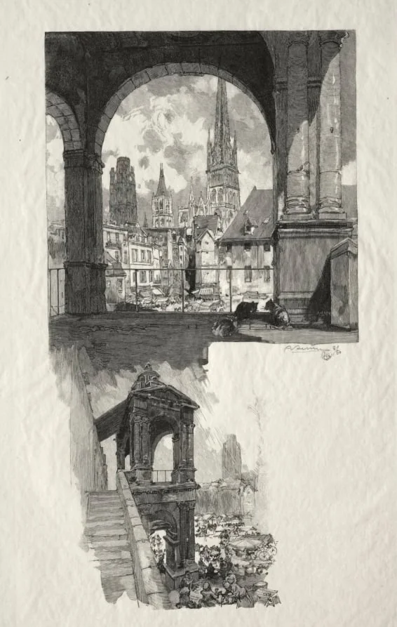 Place de la Haute Vieille Tour; Edicule de la Fierte, by Auguste Lepère, 1896