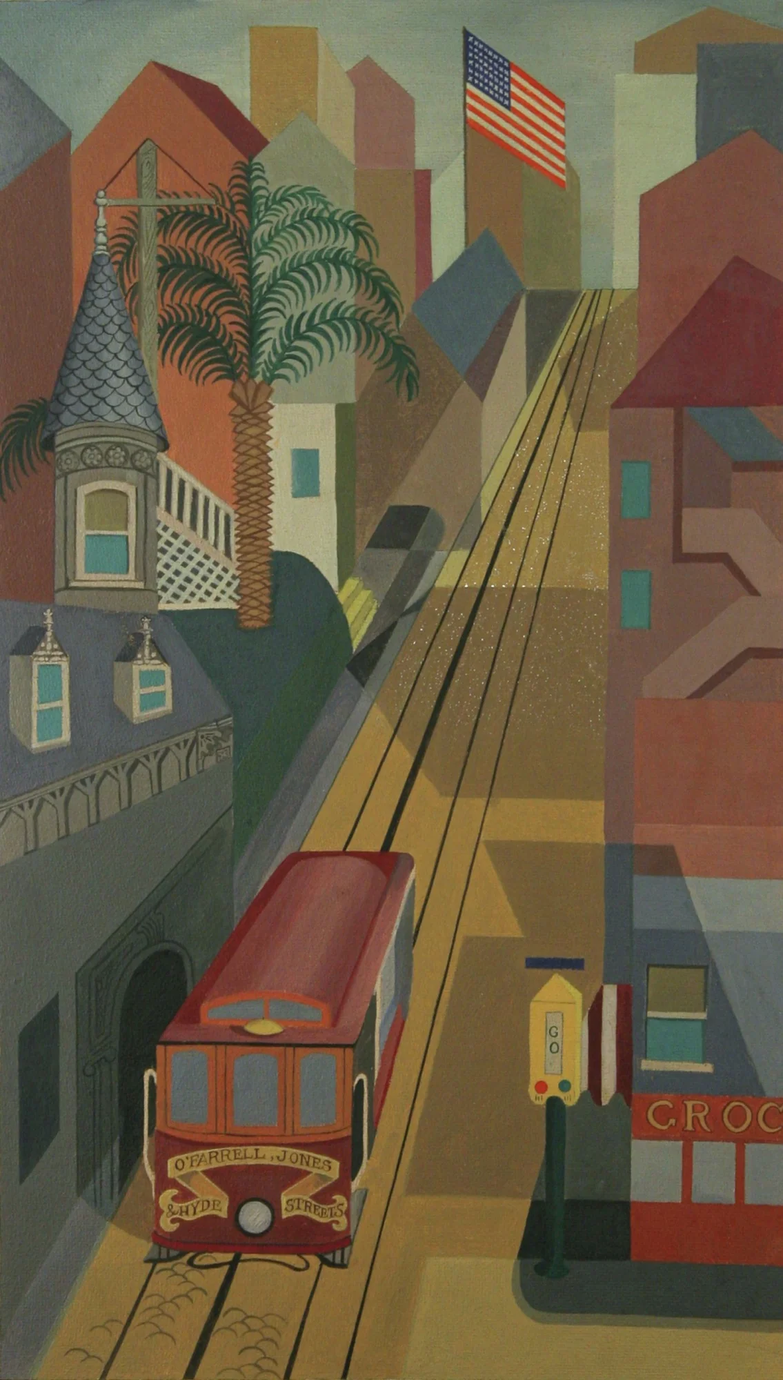 Hyde Street Trolley, by Hilaire Hiler, unspecified, 1942