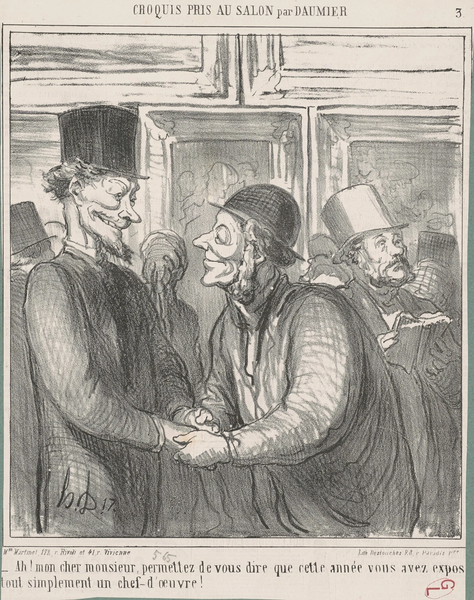 Ah! Mon cher monsieur, permettez de  ..., by Honoré Daumier, ink, 1865