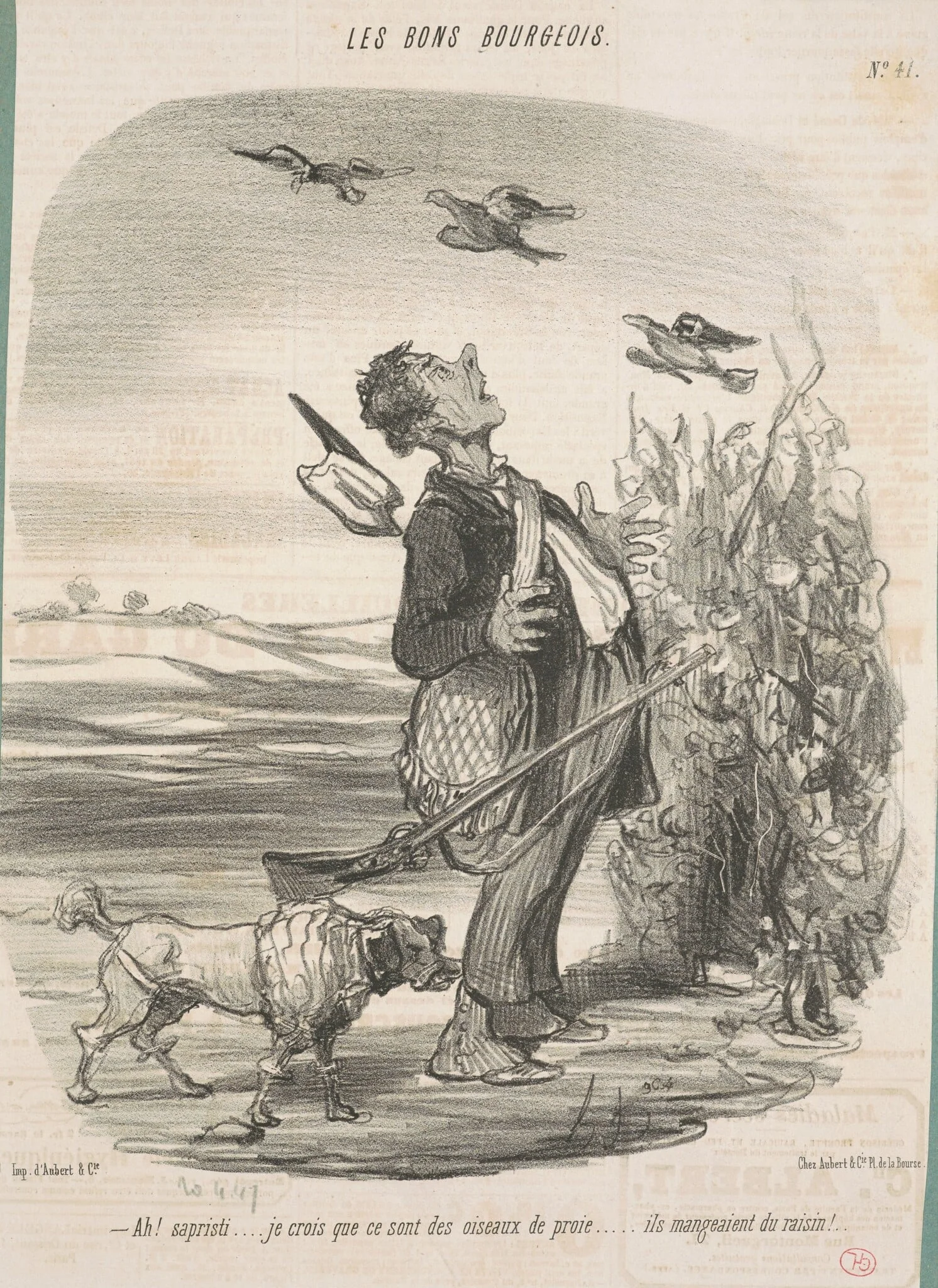 Ah! ... Je crois que ce sont des oiseaux de proie ..., by Honoré Daumier, ink, 1847