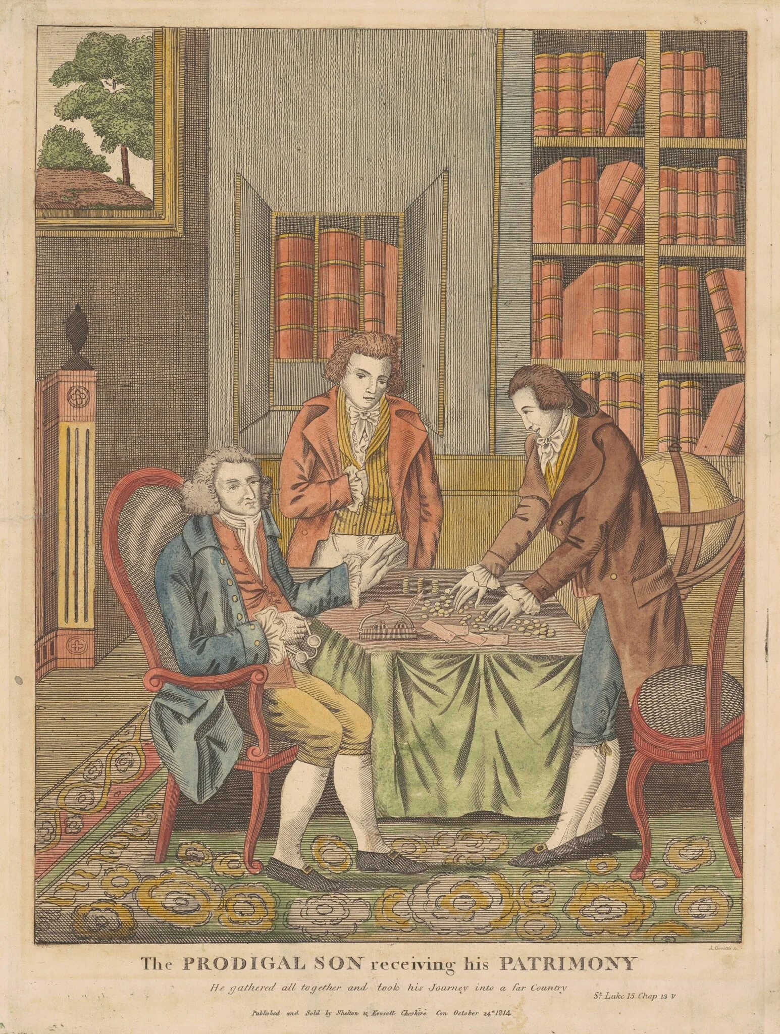 The Prodigal Son Receiving His Patrimony, by Amos Doolittle, ink, 1814