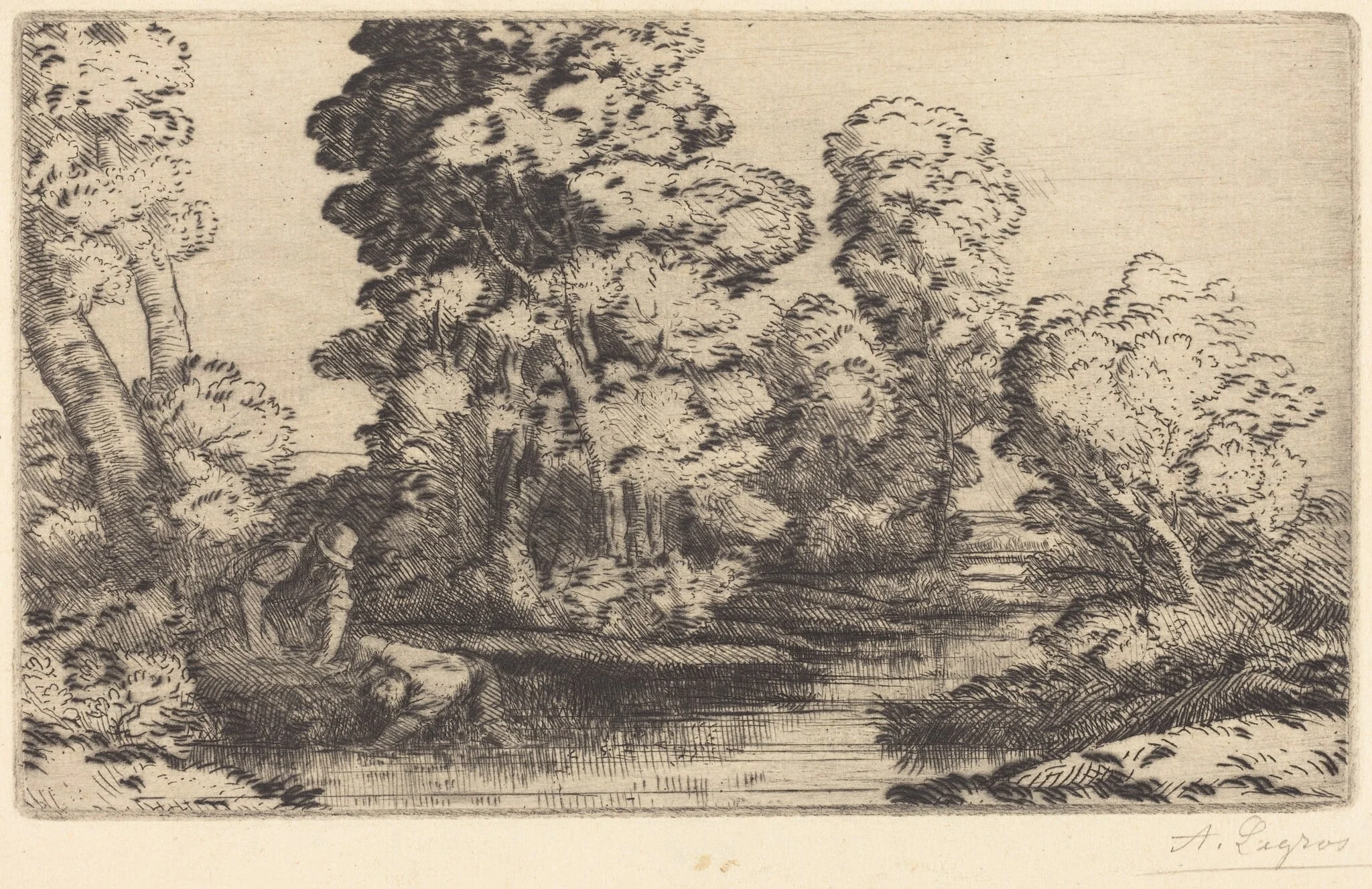 Valley in Bourgogne (Une vallee en Bourgogne), by Alphonse Legros, ink, 1874