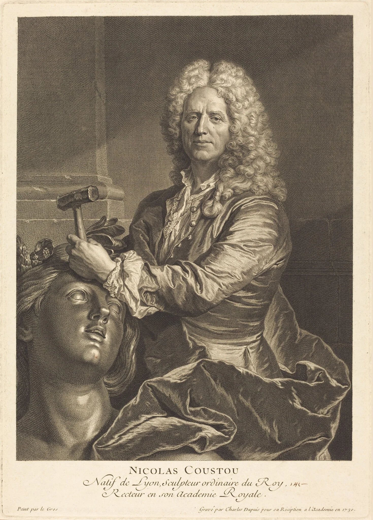 Nicolas Coustou, by Charles Dupuis, ink, 1730