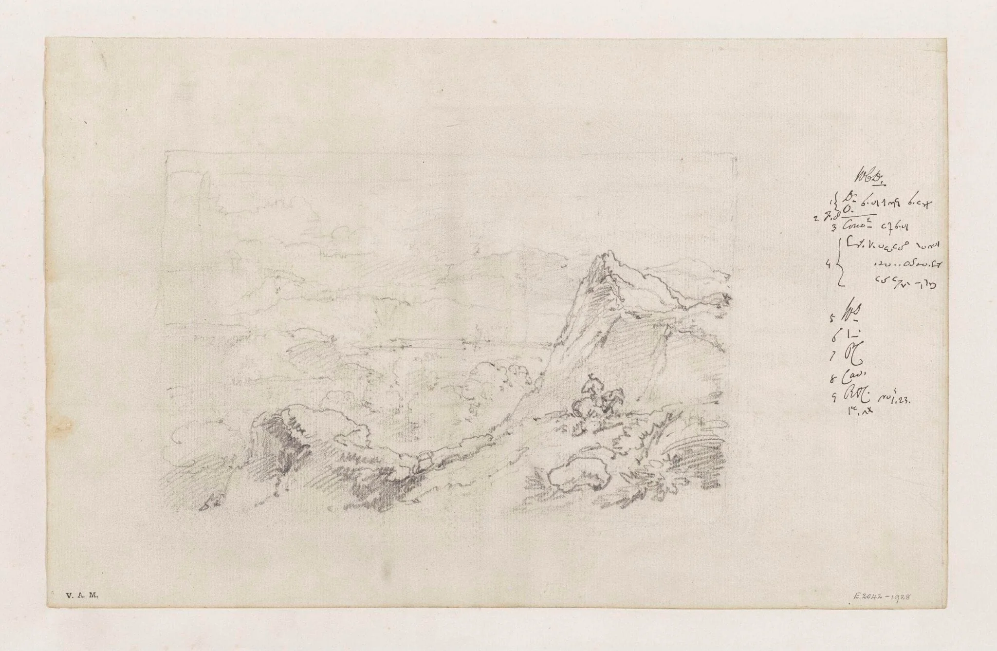 A rocky landscape, by George Chinnery, 2