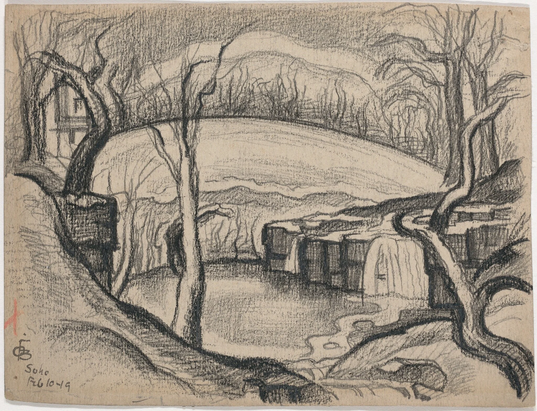 Soho (recto), by Oscar F. Bluemner, graphite, 1919