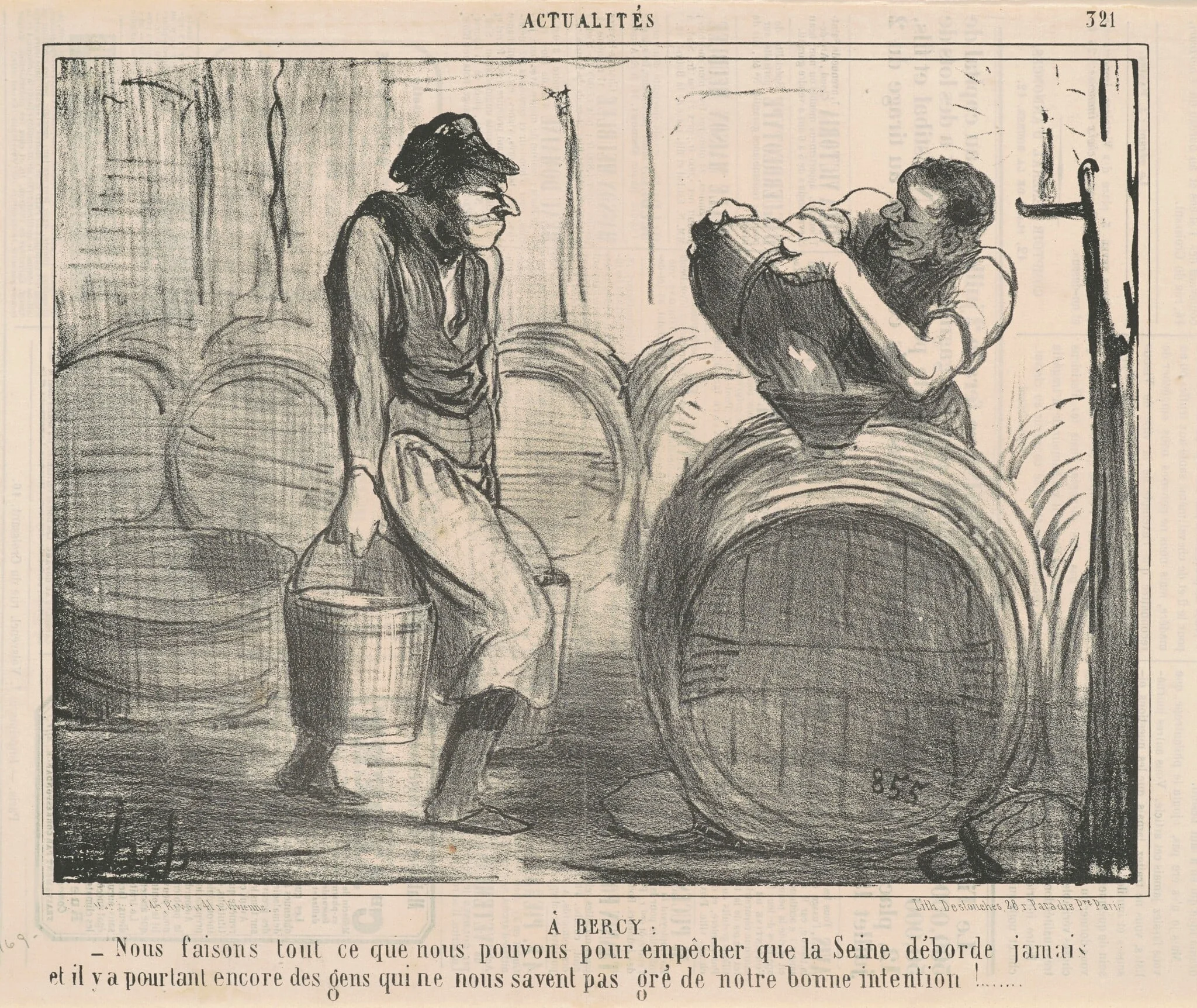 A Bercy: Nous faisons ... ce que nous pouvons ..., by Honoré Daumier, ink, 1856