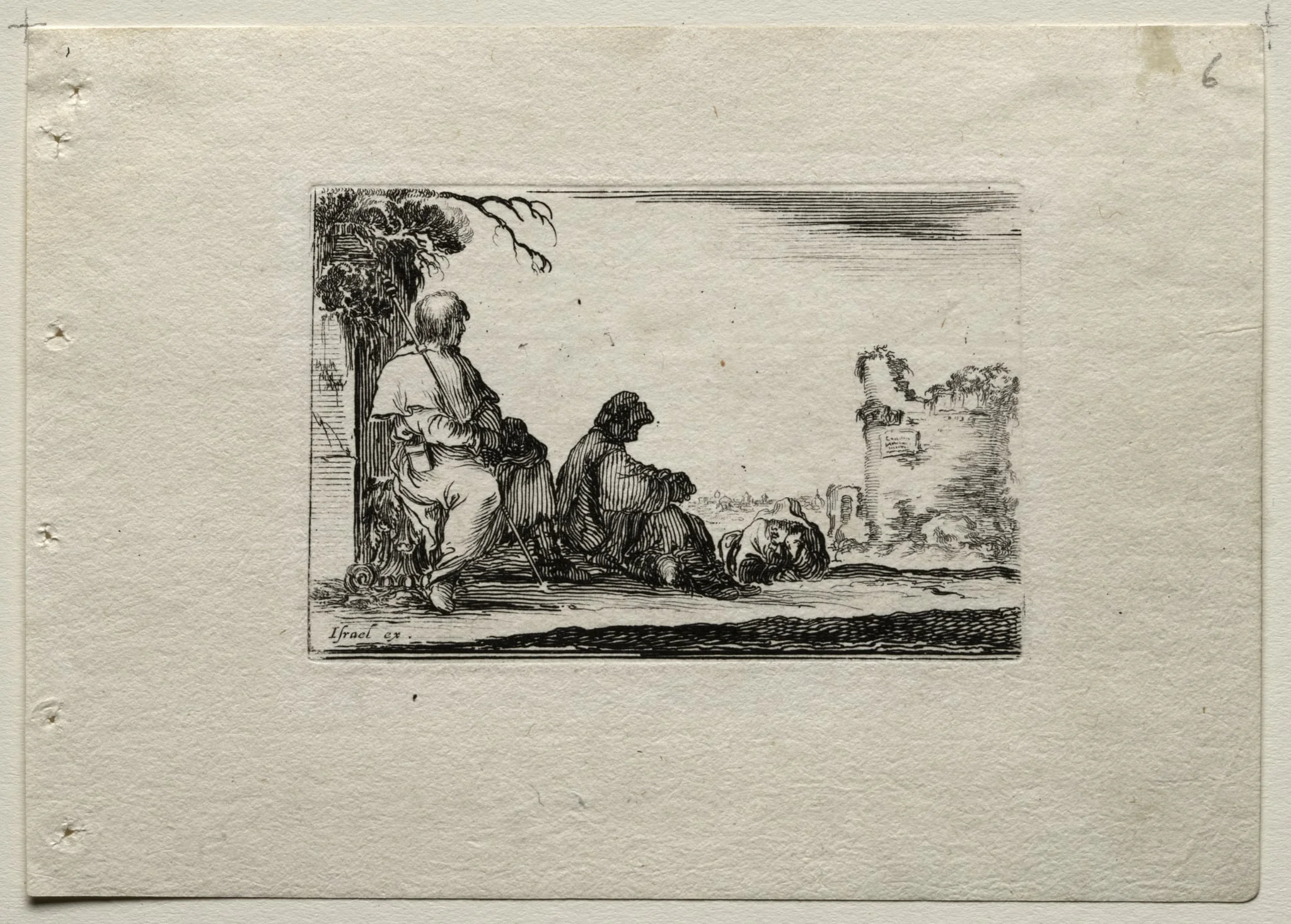 Caprices:  Two Pilgrims Resting and a Peasant, by Stefano Della Bella, 1642