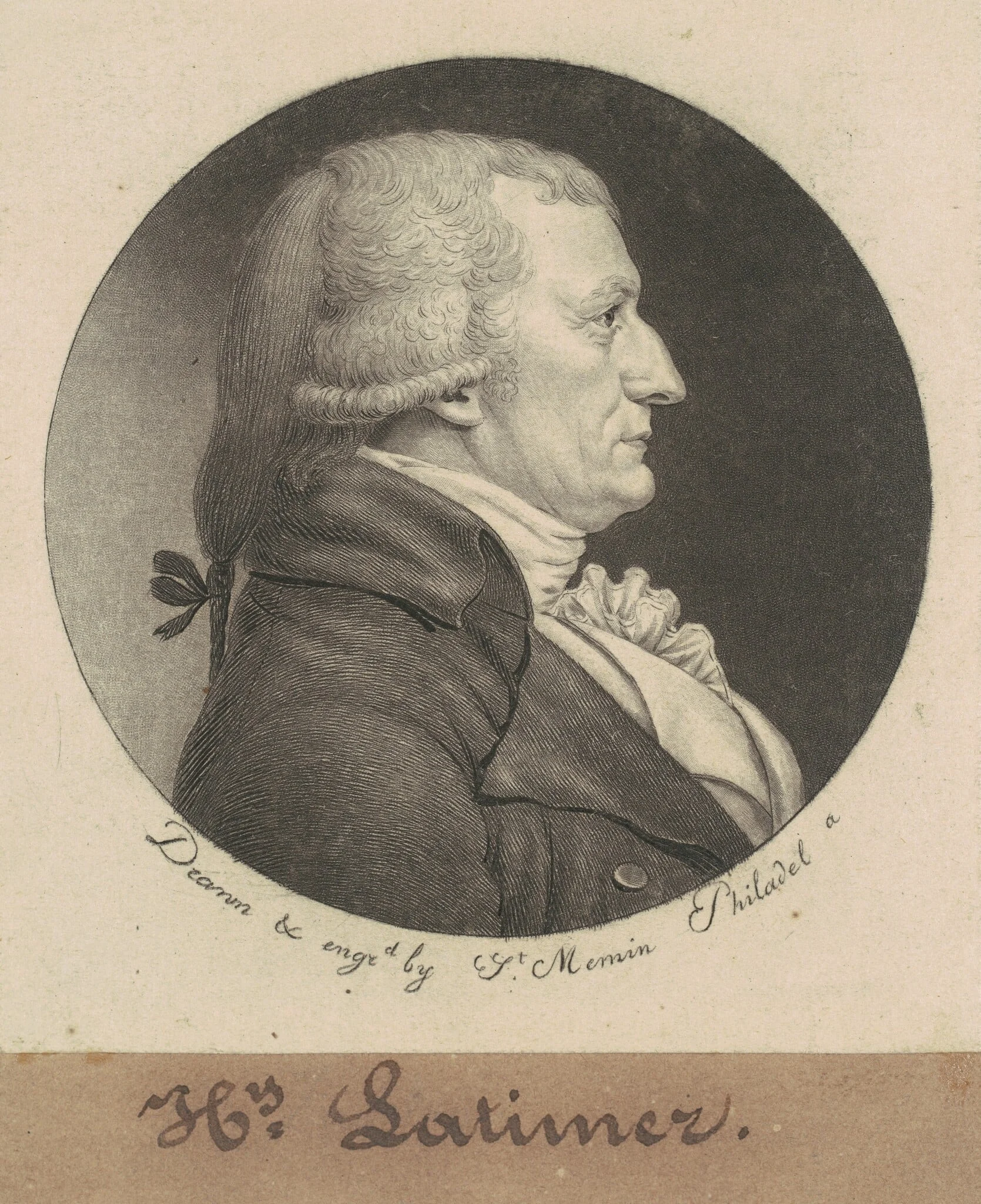 Henry Latimer, by Charles Balthazar Julien Févret de Saint-Mémin, ink, 1798