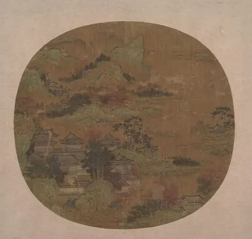明	佚名	樓觀松風圖	團扇|Palaces among Autumn Mountains