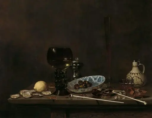Still Life with Roemer, Salt Cellar, Tobacco, Lemon, and Olives