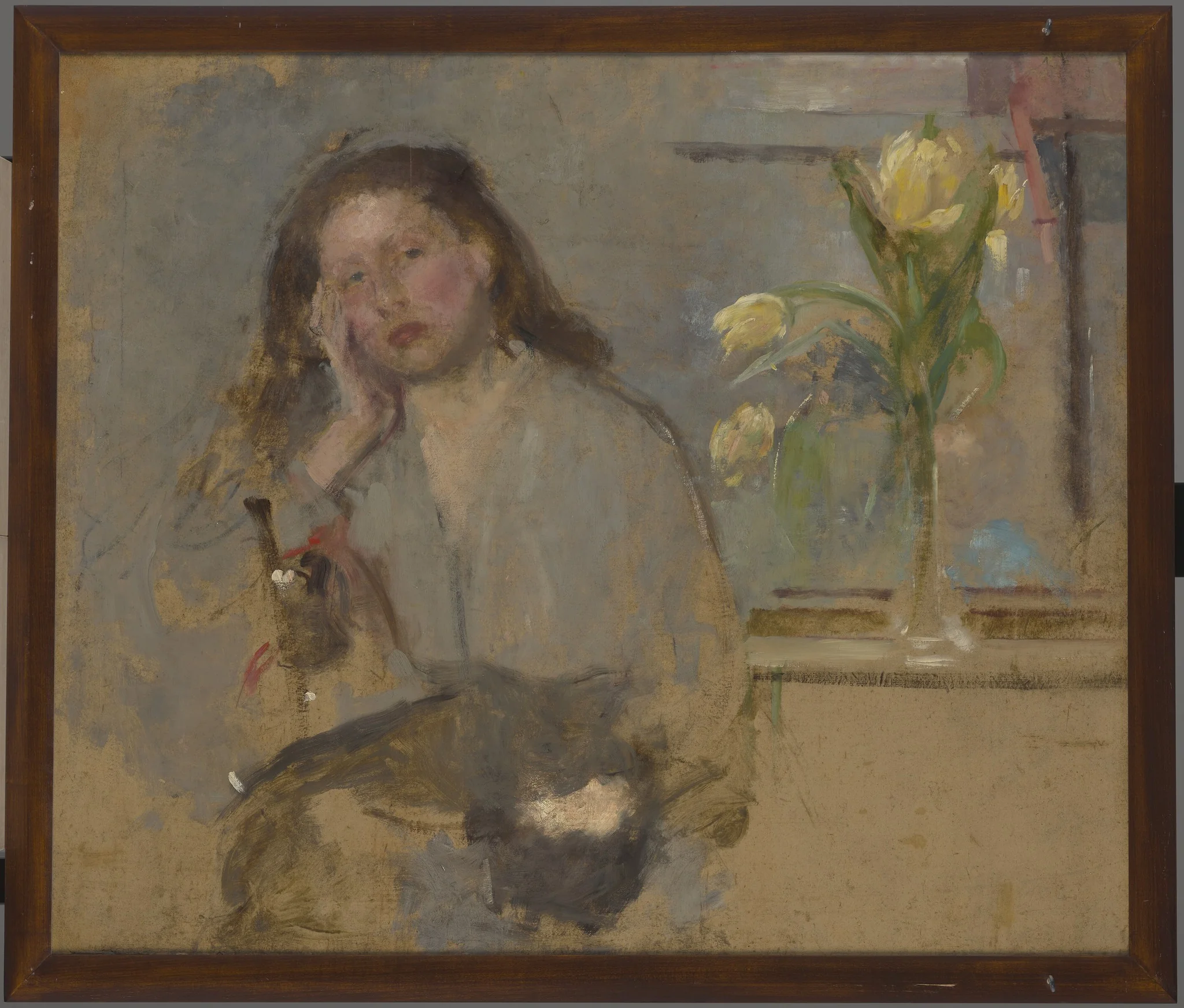 Portrait Sketch of a Young Girl – two-sided painting