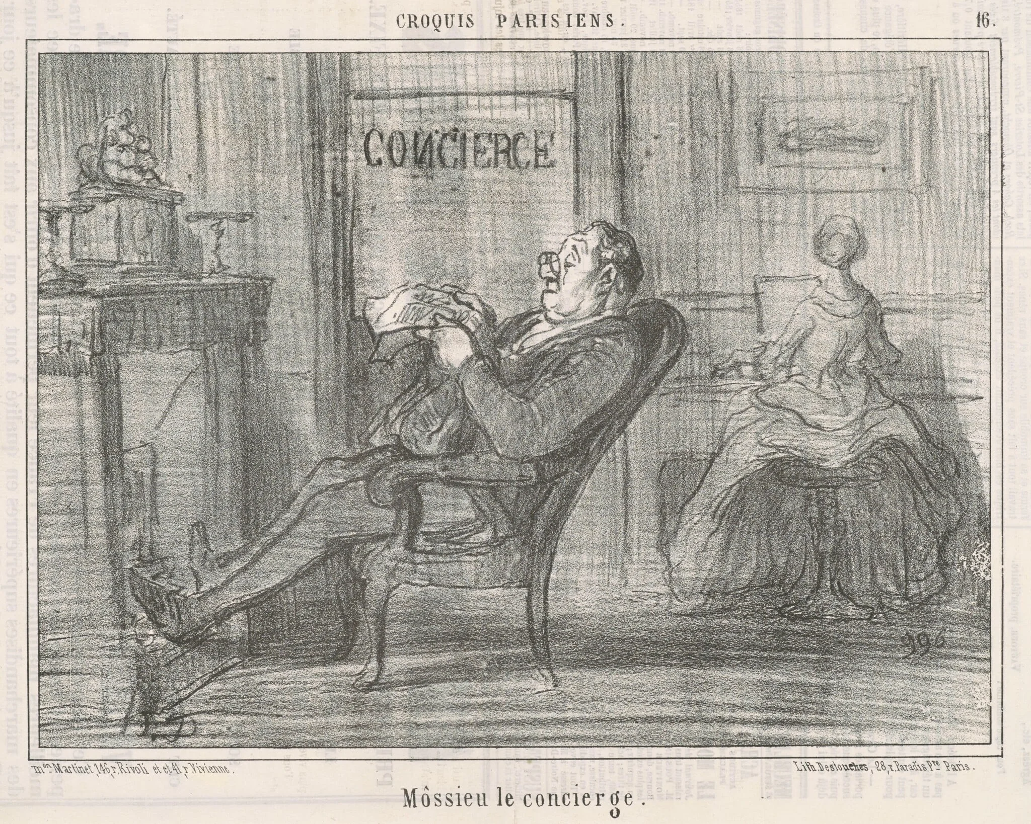Mossieu le concierge, by Honoré Daumier, ink, 1856
