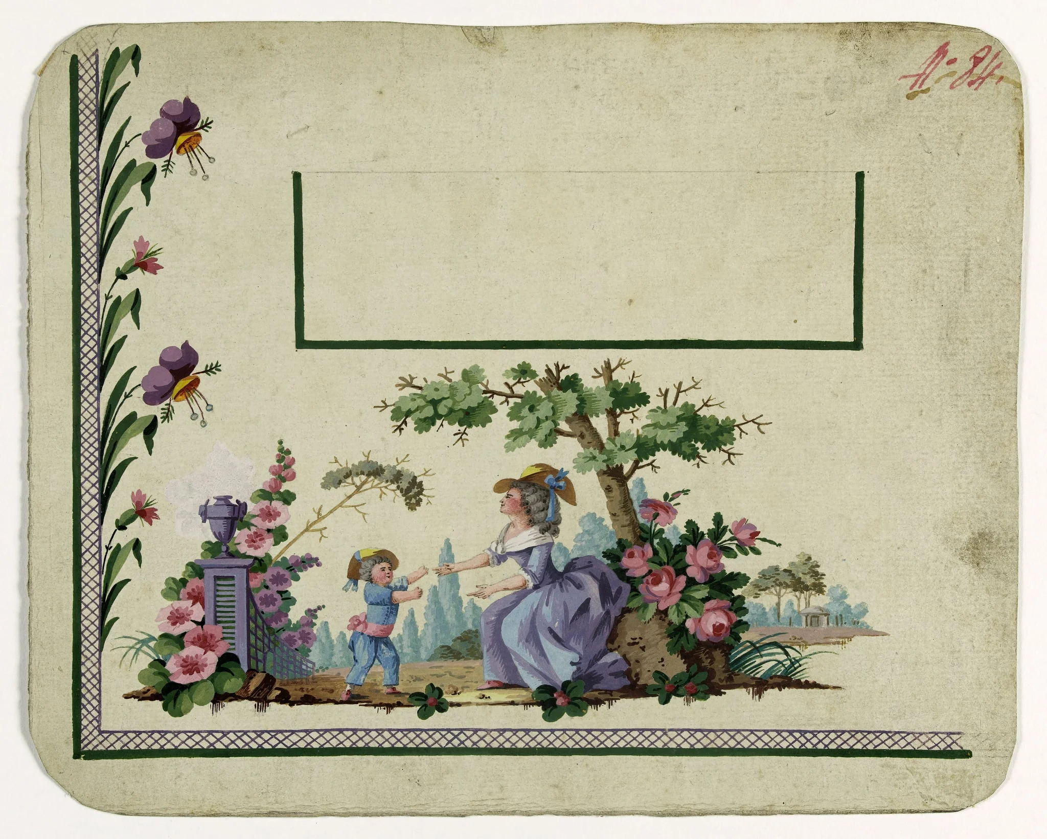 Gilet décor amour filial, projets de broderies de gilet, XVIIIème siècle, by Anonyme, 1785