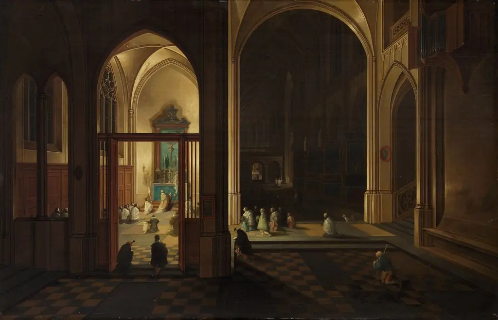 Evening Mass in a Gothic Church