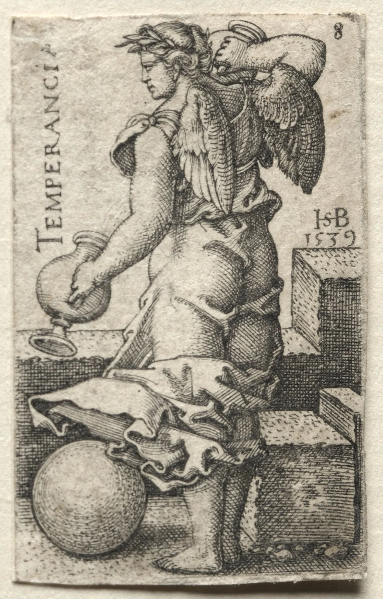 The Knowledge of God and the Seven Cardinal Virtues:  Temperance - Temperancia, by Sebald Beham, 1535