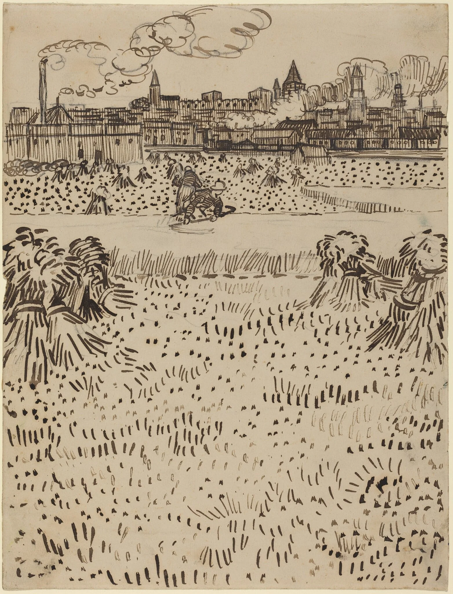 The Harvest, by Vincent van Gogh, ink, 1888