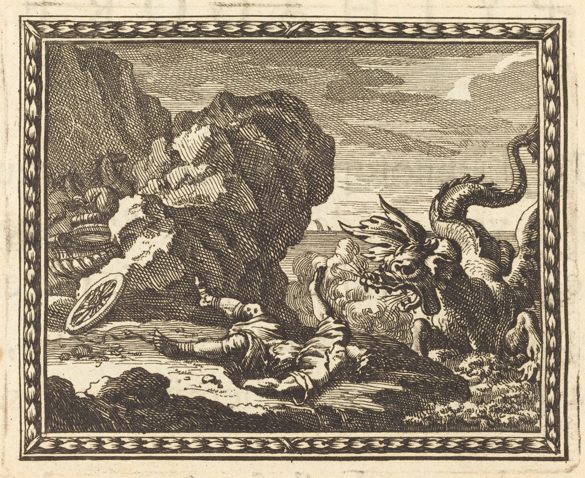 Hippolytus and the Sea Monster, by Jean Lepautre, ink, 1676