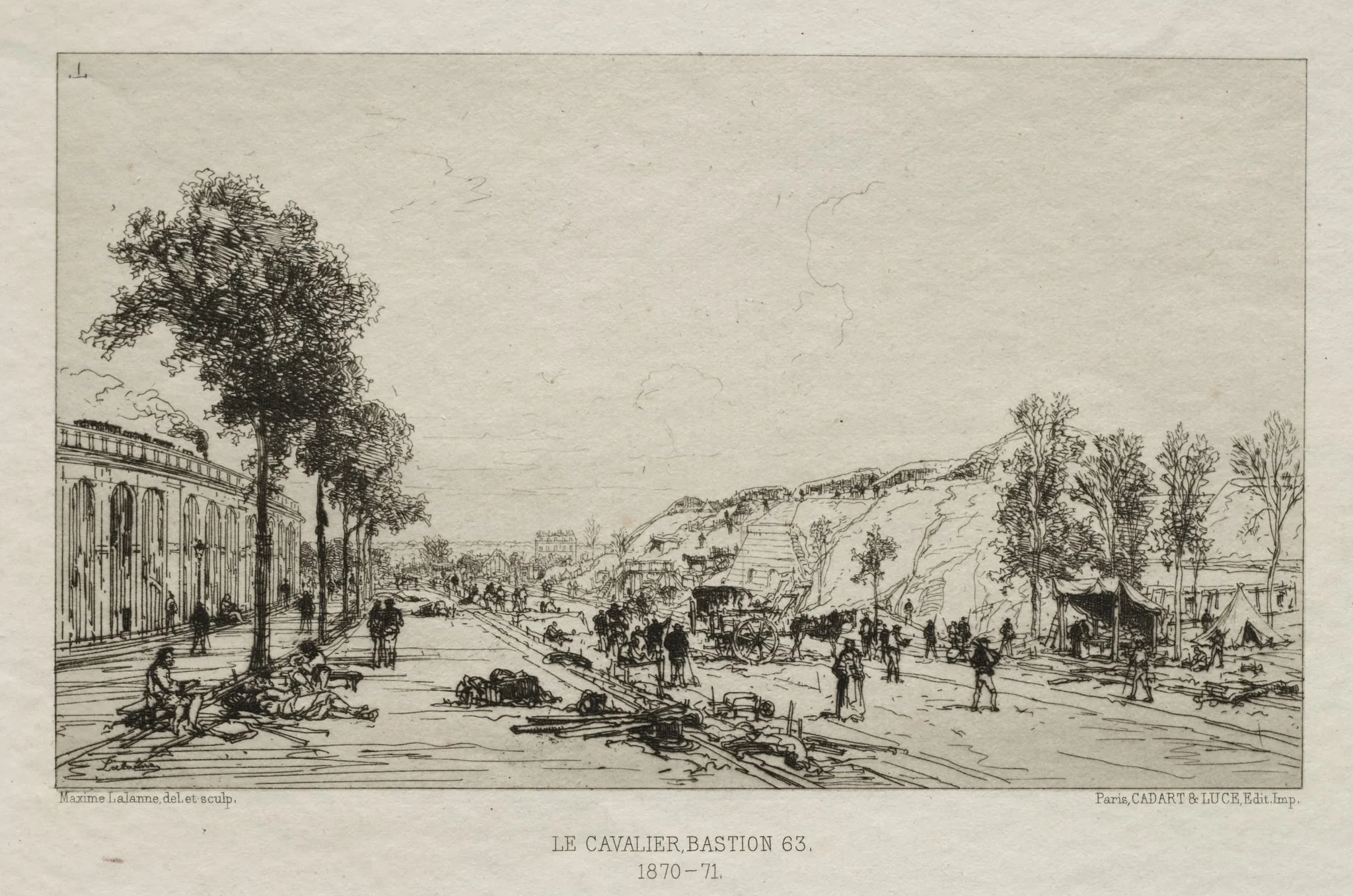 Souvenirs artistiques du Siège de Paris: Le Cavalie (Bastion 63), by Maxime Lalanne, 1870