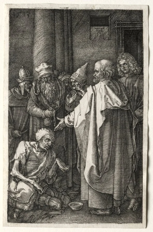 Peter and John Healing the Cripple at the Gate of the Temple, by Albrecht Dürer, 1512