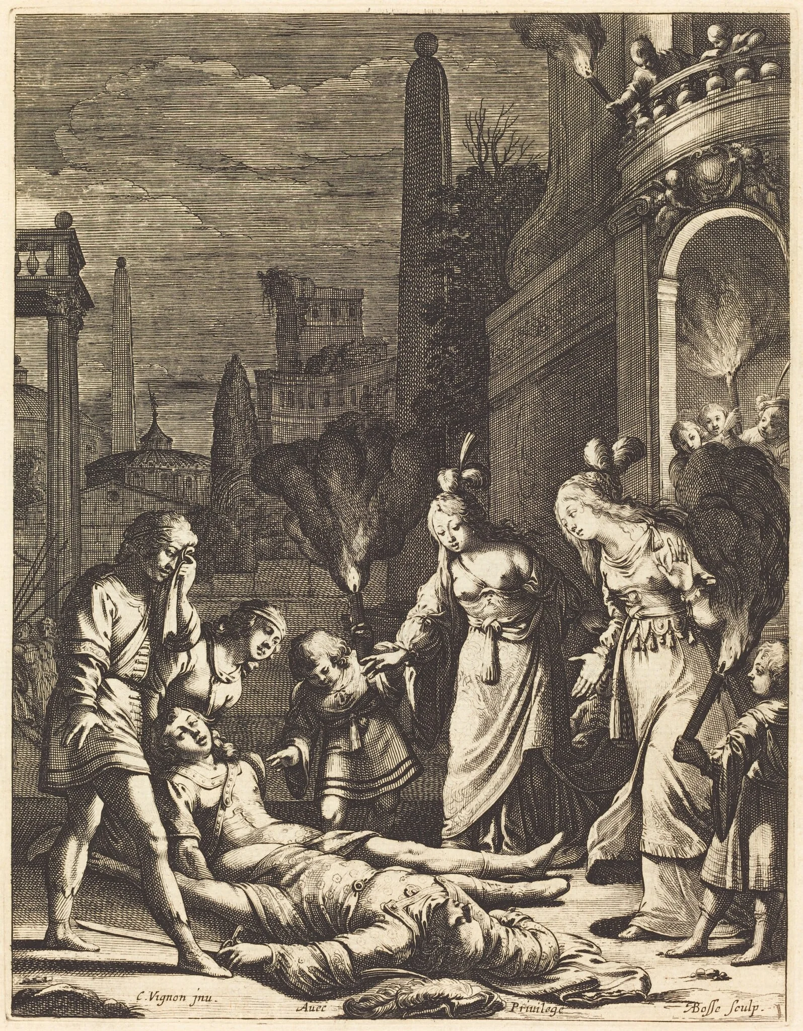 Illustration to Jean Desmarets' "L'Ariane", by Abraham Bosse, ink, 1639