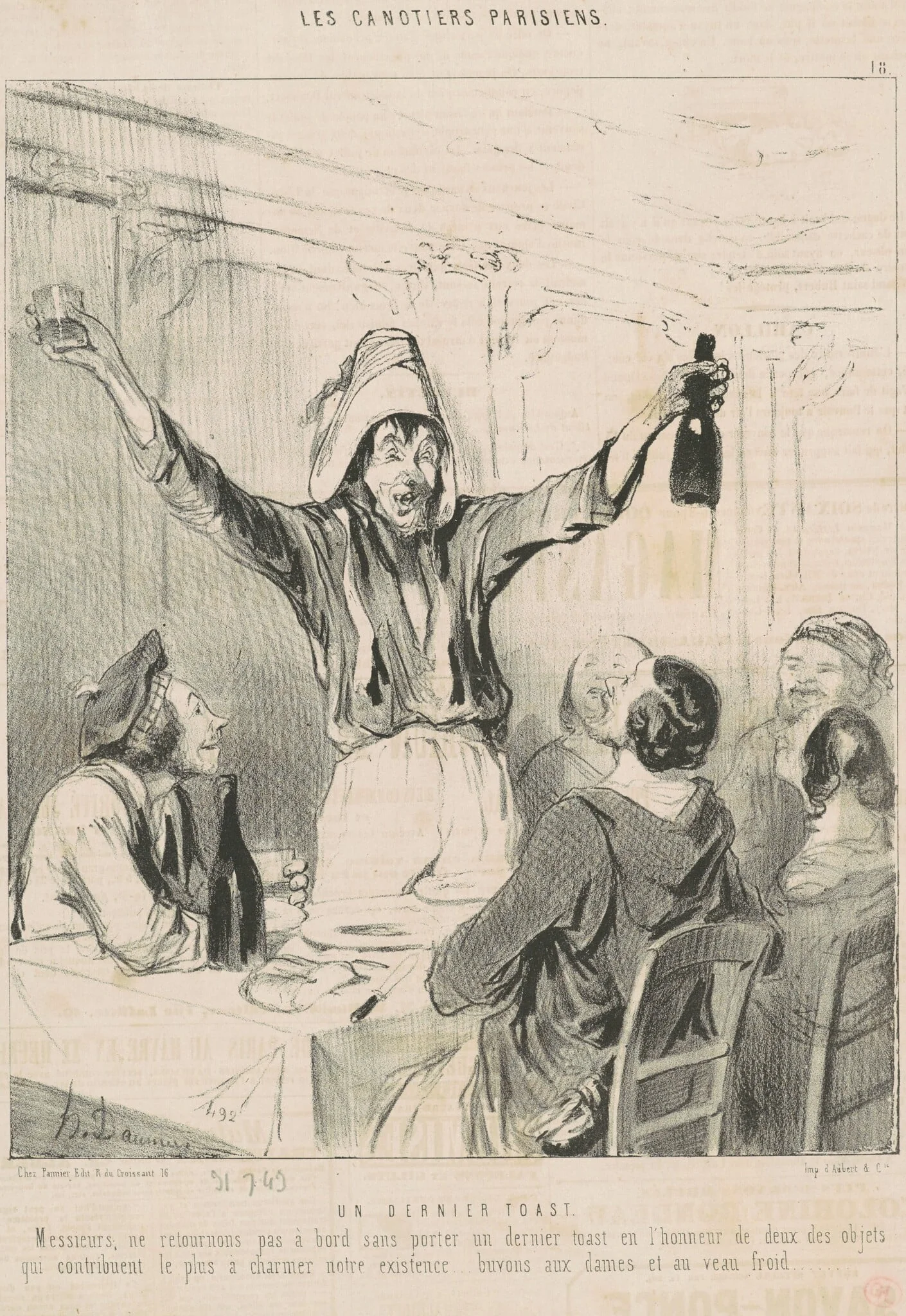 Un dernier toast, by Honoré Daumier, ink, 1843