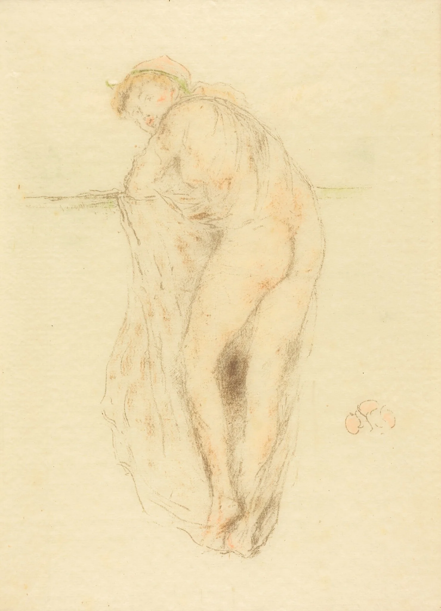 Nude Model, Back View, by James McNeill Whistler, ink, 1891