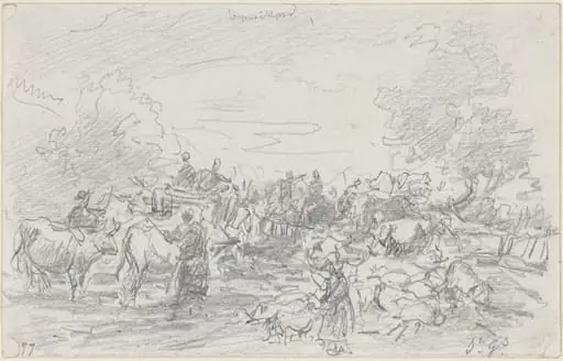 Herds Crossing a Stream