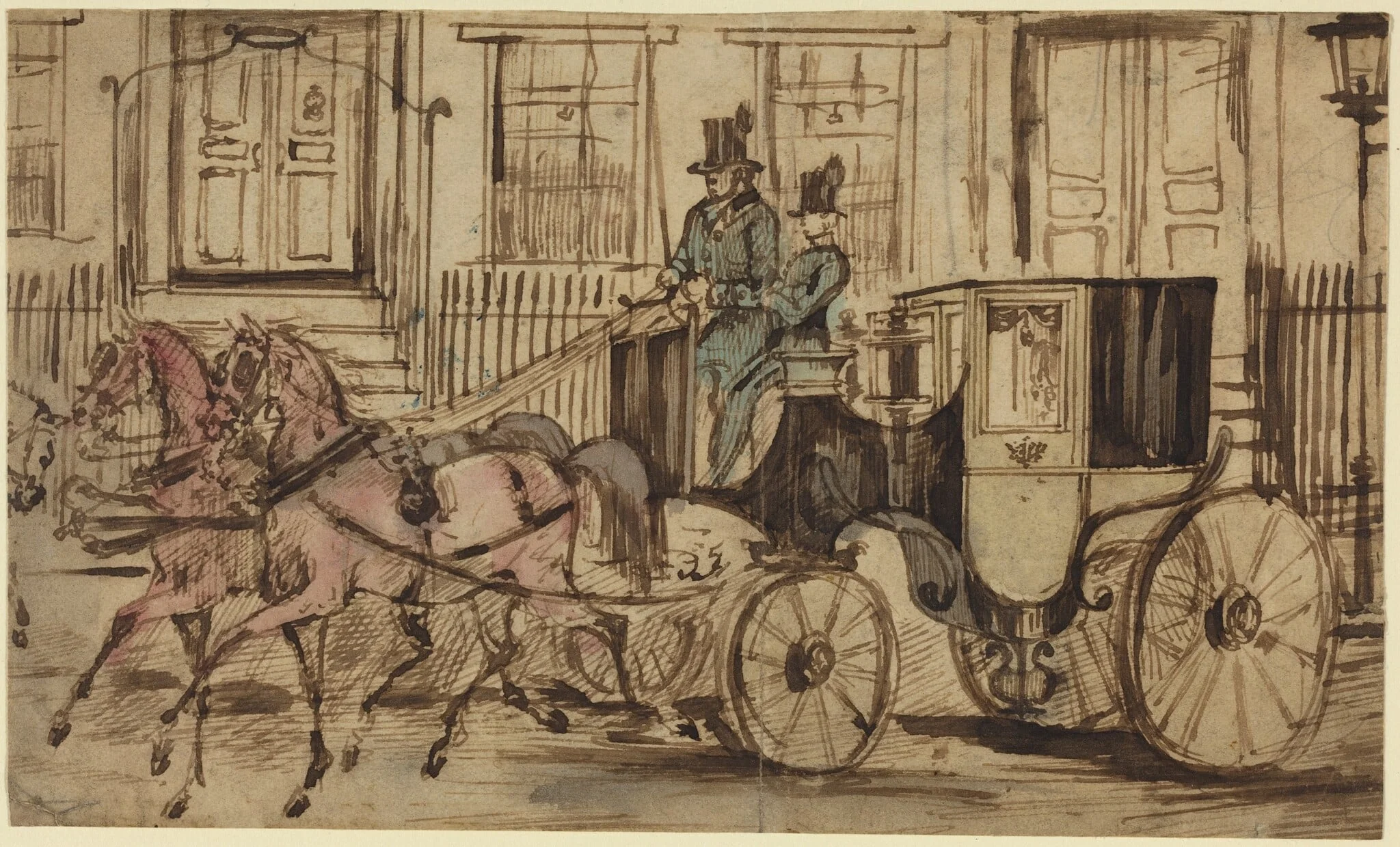 The Strawberry Roans, by Constantin Guys, ink, 1848