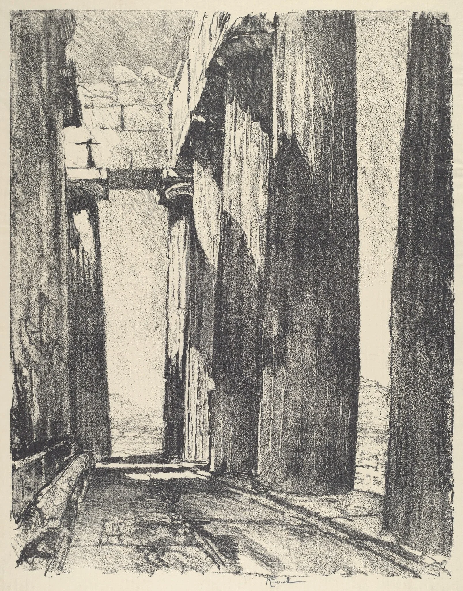 The Portico of the Parthenon, by Joseph Pennell, ink, 1913