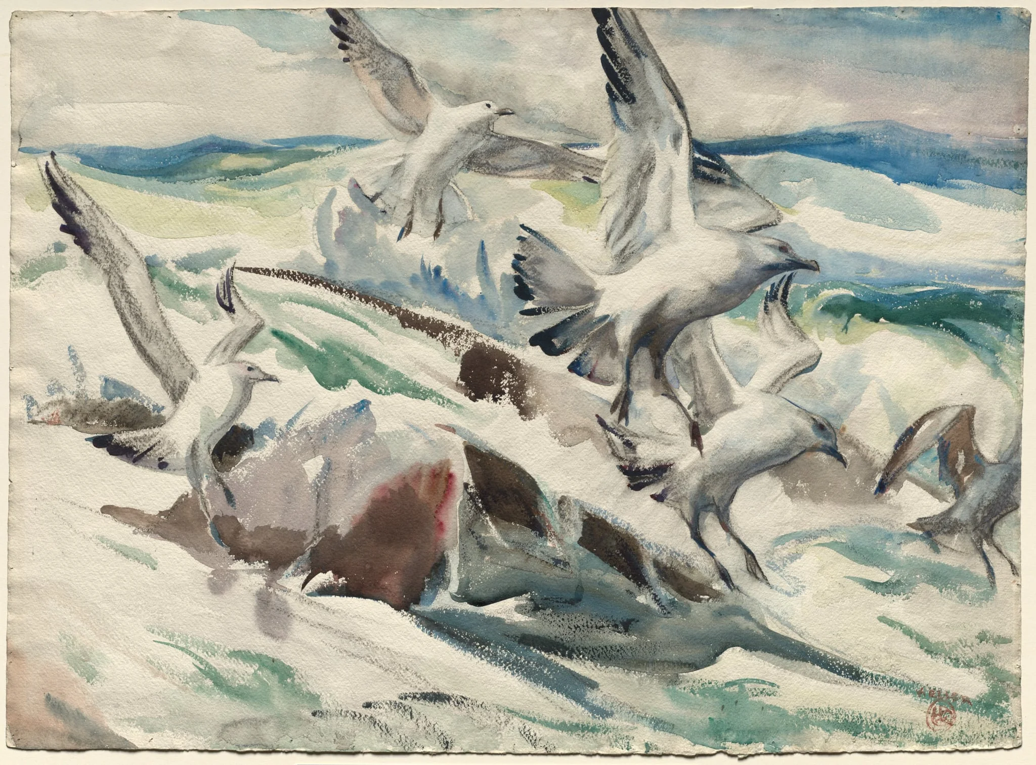 Gulls Feeding, by Henry Keller, 1928
