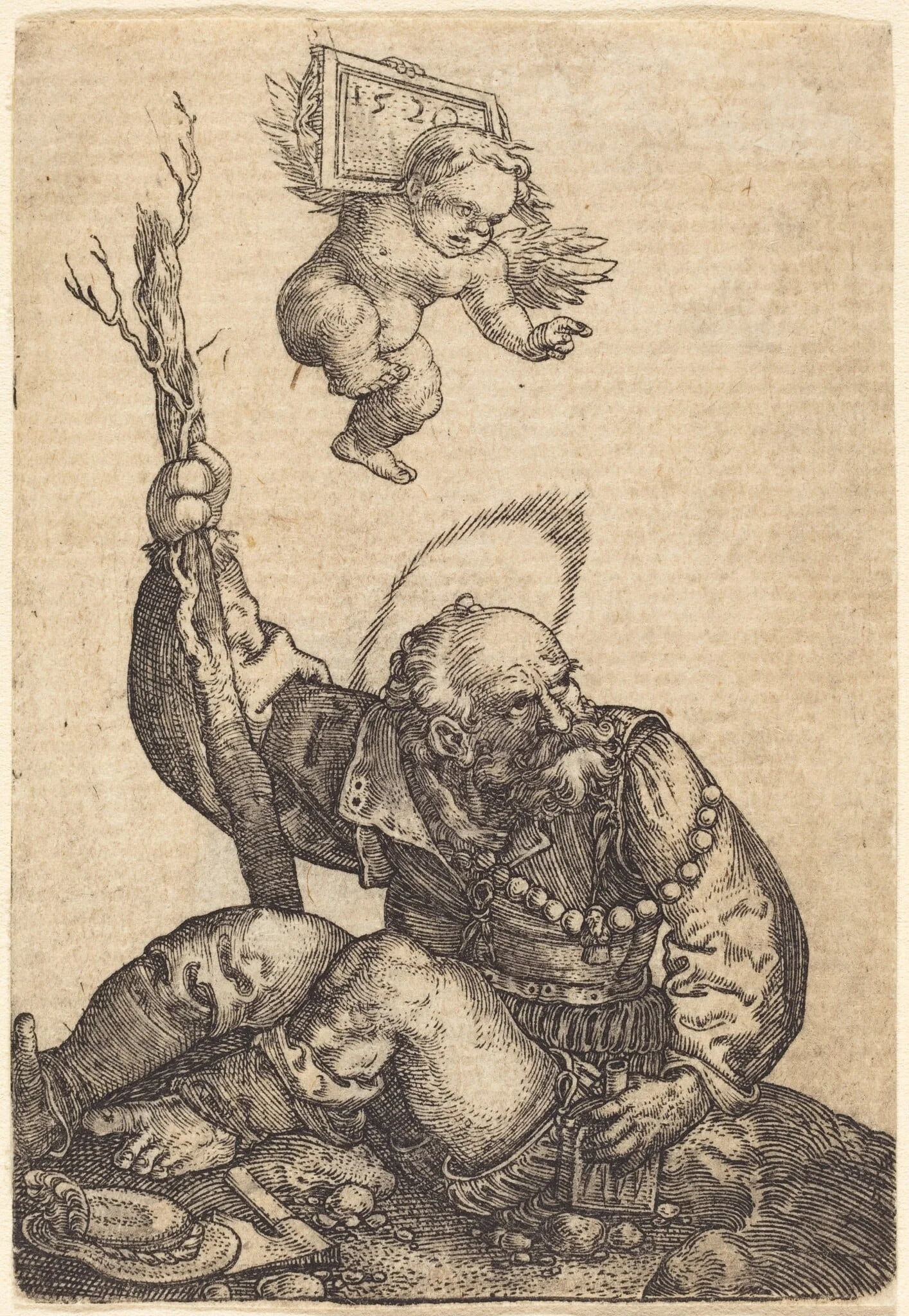 Saint Christopher, by Barthel Beham, ink, 1520