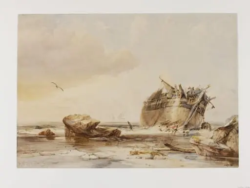Rocky Shore with Dismantled Vessel