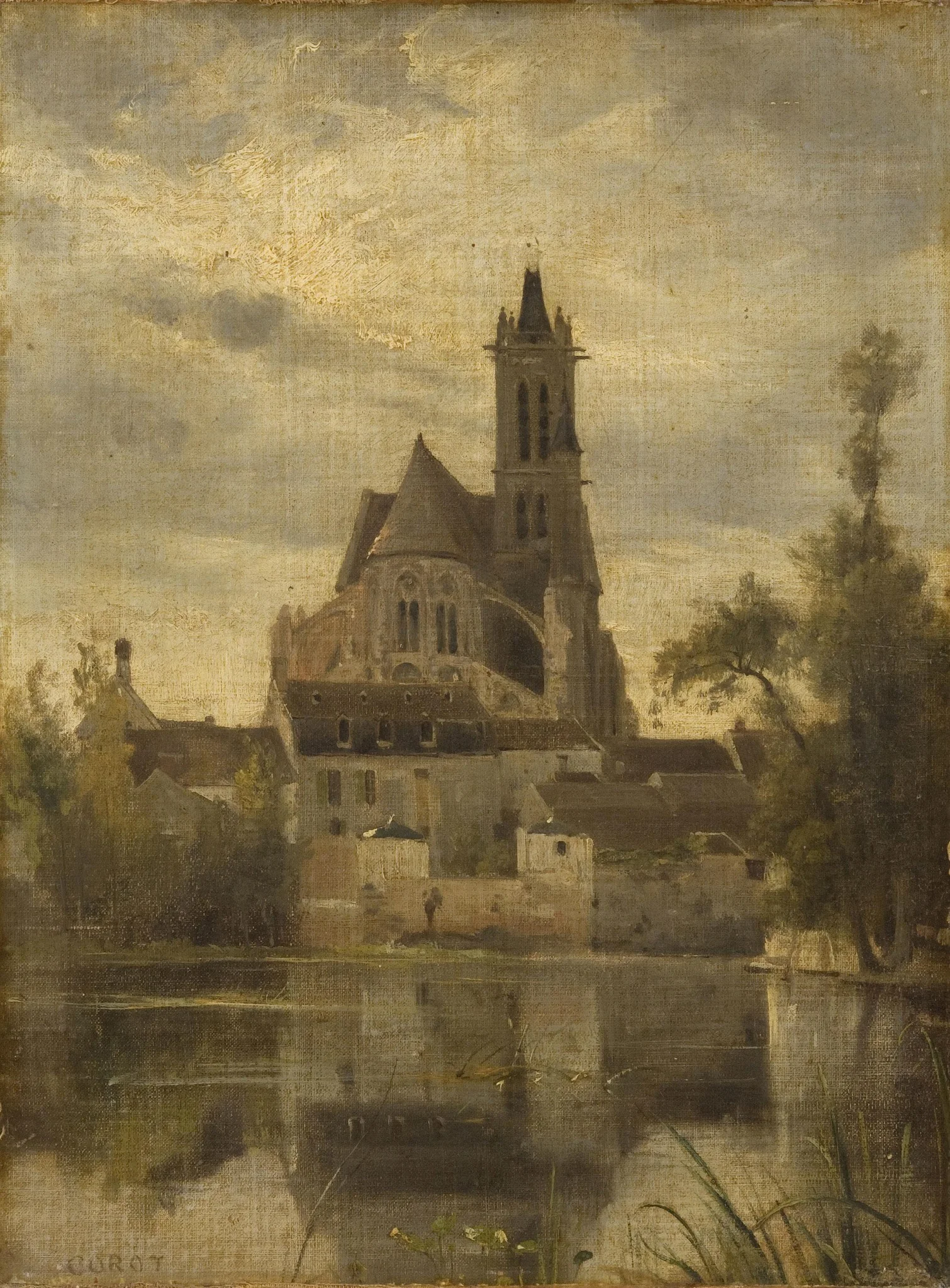 Cathedral of Moret-sur-Loing, by Jean Baptiste Camille Corot, oil, 1845