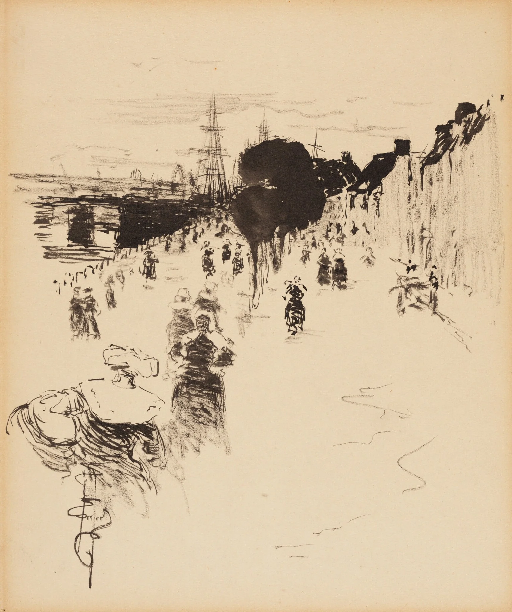 Concarneau Terrace, by Robert Henri, ink, 1899