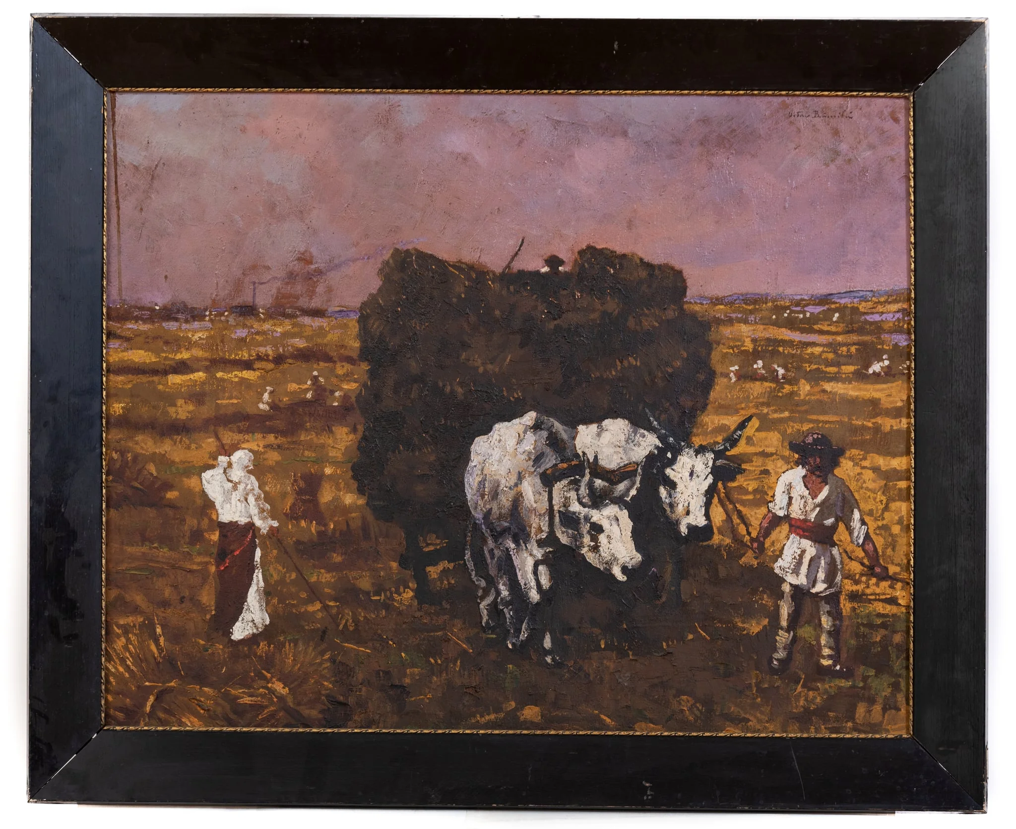 Car cu boi, by Octav Băncilă, 1918