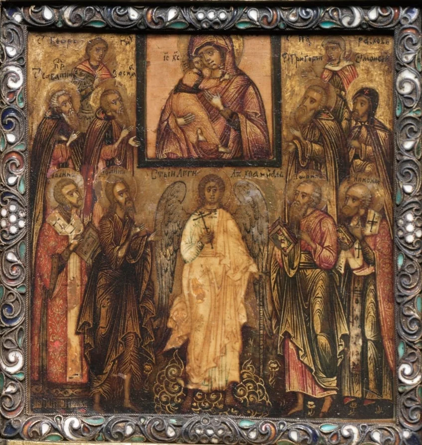 Portable Triptych Icon: Adoration of the Miracle-Working Icon of the Vladimir Mother of God, by Unknown, unspecified, 1604