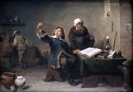 Village Doctor looking at a Urine Sample