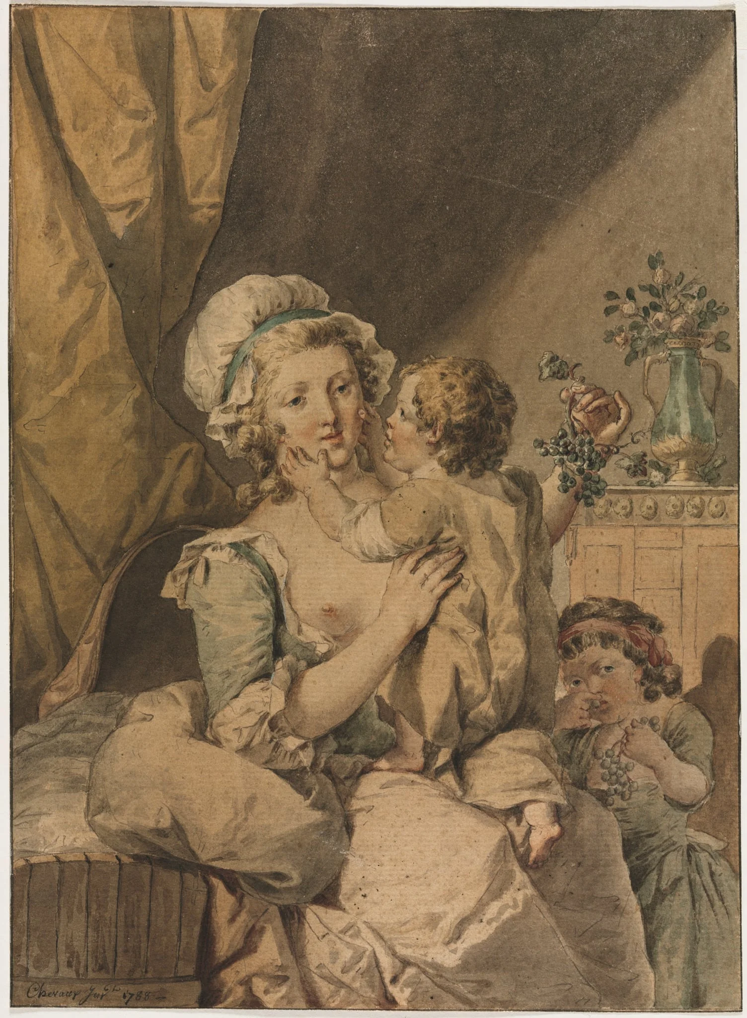 Mother with Two Children, by Henri Chevaux, 1788